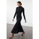 Trendyol Black Fitted Stand Collar Long Sleeve Flexible Maxi Knit Dress | Shoptok.si