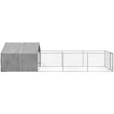 vidaXL Zunanji pasji boks z izpustom 7x2x1,5 m pocinkano jeklo | Shoptok.si