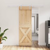 vidaXL Drsna vrata s kompletom vodil 70x210 cm trdna borovina Cene