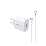 Remax SET:Strujni punjac Huiying GaN 30W TIP C+ kabl TIP C na TIP C CA-09 beli Cene