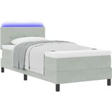 vidaXL Box Spring postelja z vzmetnico in LED lučjo svetlo siva 80x200 cm žamet, (22050255) | Shoptok.si
