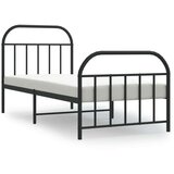 Metalni okvir kreveta uzglavlje i podnožje crni 90 x 200 cm | shoptok.hr