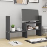  Stalak za monitor sivi (39 - 72) x 17 x 43 cm masivna borovina | shoptok.hr