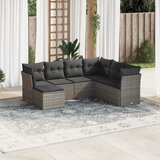 Maison Chic Seti vrtnega pohištva - Vrtna garnitura - Vrtni pohištvo set 7-delna z blazinami siv poli ratan, (21803340) | Shoptok.si
