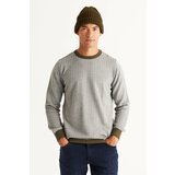 ALTINYILDIZ CLASSICS Men's Grey-Khaki Anti-Pilling Standard Fit Regular Fit Crew Neck Knitwear Sweater Cene