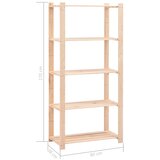 Stalci za pohranu s 5 razina 5 kom 80x38x170 cm borovina 250 kg | shoptok.hr