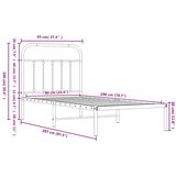  Metalni okvir za krevet s uzglavljem crni 90x200 cm | shoptok.hr