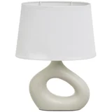 Bijela/bež stolna lampa keramička s tekstilnim sjenilom (visina 30 cm) –