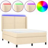  Krevet box spring s madracem LED krem 140x200 cm od tkanine | shoptok.hr