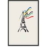  Slika - Eiffel Tower and Colorful Ribbons 40x60 U crnom drvenom okviru | shoptok.hr