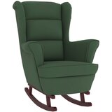 Furnova Gugalni stol z nogami iz trdnega kavčukovca temno zelen žamet, (21925589) | Shoptok.si