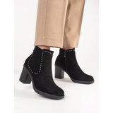 Shelvt Black suede ankle boots on a heel | Shoptok.si