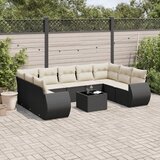 vidaXL 10-dijelni set vrtnih sofa s jastucima crni od poliratana | shoptok.hr