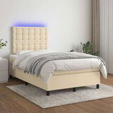  Box spring postelja z vzmetnico LED krem 120x190 cm blago | Shoptok.si