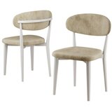 Hanah home set trpezarijskih stolica Onex 4 kom, krem bukle tkanina, bele drvene noge | Eponuda.com