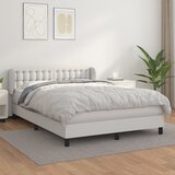  s oprugama i madracem bijeli 140x190 cm od umjetne kože | shoptok.hr
