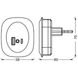  Osram- LED noćno svetlo za utičnicu sa senzorom i USB LUNETTA LED/12,5W/230V | Eponuda.com