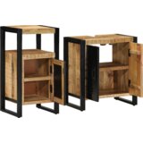 vidaXL Komplet pohištva za kopalnico 2 pcs Rjava Trd, grob mango les | Shoptok.si