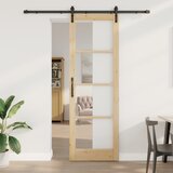 vidaXL Drsna vrata s kompletom opreme ORKDAL - Trden les in steklo, Notranja vrata s steklom ORKDAL 78x232x4 cm - Trden bor Cene