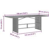  9-dijelni vrtni blagovaonski set s jastucima crni od poliratana Crna 190 x 80 x 75 cm | shoptok.hr