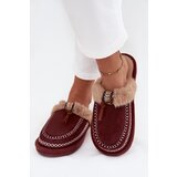 Boto Women's slippers with fur and embroidery burgundy Perivelle | Shoptok.si