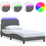vidaXL Posteljni okvir z LED brez vzmetnice temno siv 100x200 cm blago, (21793219) | Shoptok.si