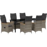  7-dijelni set za blagovanje u vrtu s jastučićima siva poli ratan | shoptok.hr