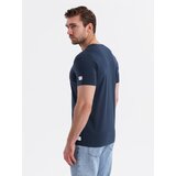 Ombre Men's cotton t-shirt with college style print - navy blue | Eponuda.ba