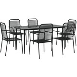  7-dijelni vrtni blagovaonski set crni pamučno uže i čelik | shoptok.hr
