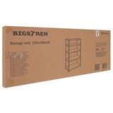 Bigstren metalni regal s 5 polica 220 x 100 x 45 cm, nosivost 1000 kg, crni | shoptok.hr