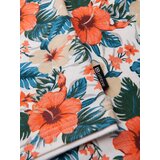 Ombre Cotton polo shirt with floral print - white | Shoptok.si