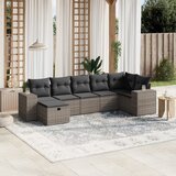 Maison Chic Seti vrtnega pohištva - Vrtna garnitura - Vrtni pohištvo set 7-delna z blazinami siv poli ratan, (21803442) | Shoptok.si