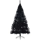 vidaXL Umjetna preddekorirana božićna jelka Črna 210 cm PVC | Shoptok.si