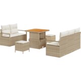 vidaXL 8-delni vrtni kavč set z blazinami bež poly rattan akacije | Shoptok.si