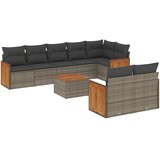  9-dijelni set vrtnih sofa od poliratana s jastucima sivi | shoptok.hr
