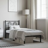 Maison Chic Kovinski Posteljni okvir - Enojna postelja - Postelja za odrasle z vzglavjem črn 80x200 cm, (21694319) | Shoptok.si
