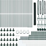 vidaXL Hexagonalna Ograja Zelena 1.5x50 m Jeklo, Stebri za Ograjo z osnovnimi ploščami 13 kos Ø32mm 83.5cm Galvanizirano Jeklo | Shoptok.si