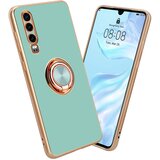 Cadorabo Huawei v sijajni turkizni - Zlato z obročem silikonski/TPU ovitek z zaščito pred kamero in držalo magnetnega avtomobila, (20617590) | Shoptok.si