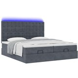 vidaXL Otomanski posteljni okvir z vzmetnicami siv 200x200cm žamet | Shoptok.si