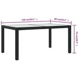 vidaXL Vrtni stol 150x90x75 cm od kaljenog stakla i poliratana crni | shoptok.hr
