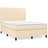  Krevet s oprugama i madracem krem 140x200 cm od tkanine | shoptok.hr