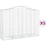 vidaXL Lučne gabionske košare 5 kom 200x50x140/160cm pocinčano željezo Cijene