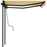  Avtomatska zložljiva tenda s stebrički 3,5x2,5 m rumena in bela, (20728750) | Shoptok.si
