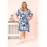Kesi Włoski Plus Size women's dress made of viscose with abstract pattern denim Cene