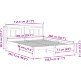  Krevetna konstrukcija Smeđa 150 x 200 cm Borova drva | shoptok.hr