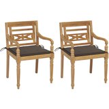 The Living Store Batavia stoli 2 kosa s taupe blazinami trdna tikovina - Vrtni Stol, (21476305) | Shoptok.si