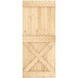  Drsna vrata s kompletom vodil 90x210 cm trdna borovina, (20804514) | Shoptok.si