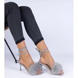 Gemre Gray heeled sandals with fur Aladisa | ePonuda.com