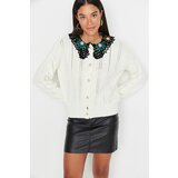 Trendyol Ecru Hand Knitted Collar Knitwear Cardigan Cene