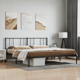 vidaXL Kovinski posteljni okvir z vzglavjem črn 180x200 cm Cene
